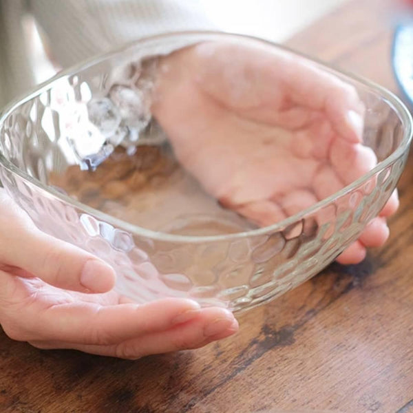 Aderia Square Bowl Large Dimpled Glass Serving Dish 165mm