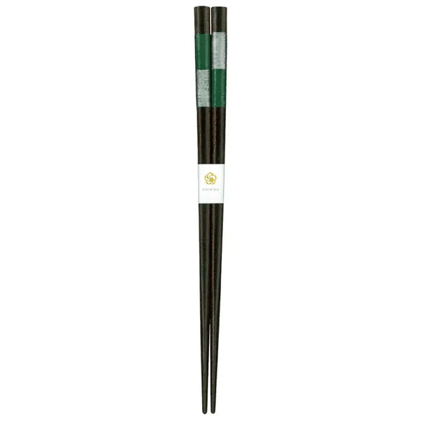 Aoba Dishwasher Safe Chopsticks Checkered Green Glitter Design 23cm