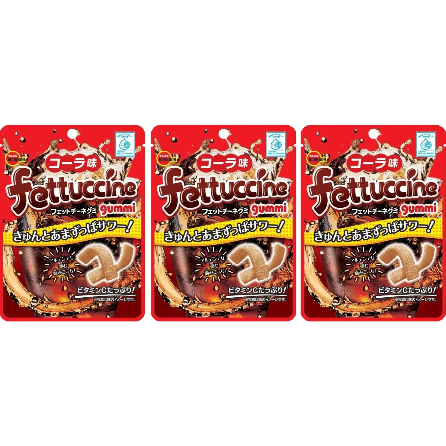 Bourbon Fettuccine Gummi Cola Japanese Candy Gummies (Pack of 3)