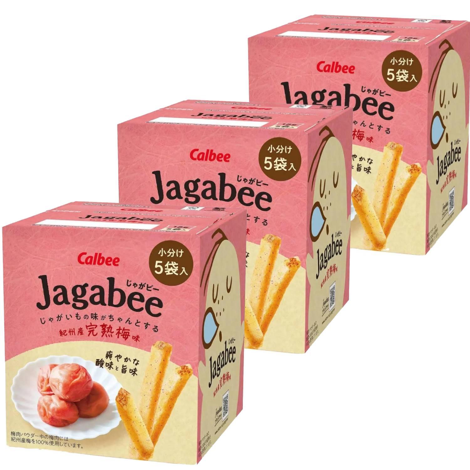 Calbee Jagabee Potato Sticks Sour Kishu Ume Plum Flavor 75g (Pack of 3)