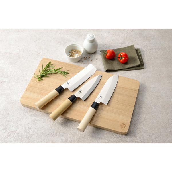 Chitose Japanese Knife 3-Piece Set Wood Handle Santoku, Nakiri & Deba