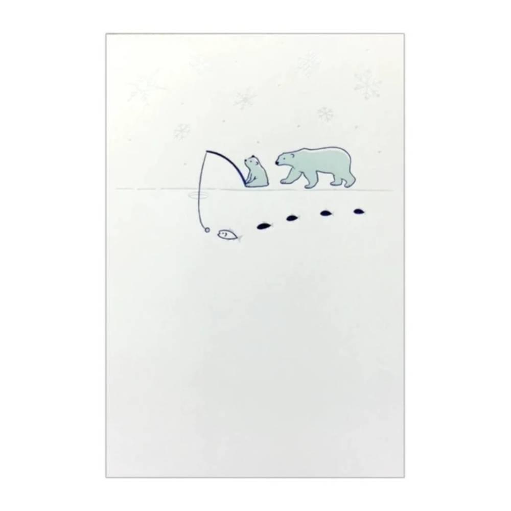 February Seasonal Foil Stamped Postcard Polar Bear Design