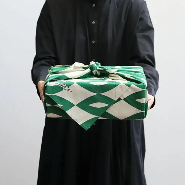 Furoshiki Green & White Pattern Designed Cotton Wrapping Cloth 90cm