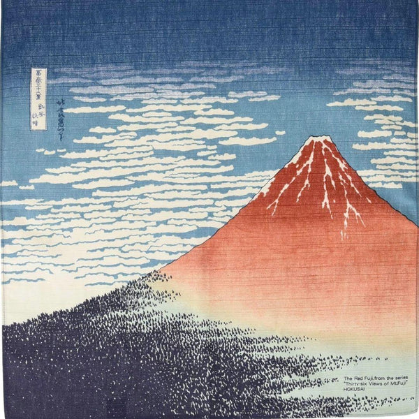 Furoshiki Red Fuji Ukiyo-e Art Cotton Wrapping Cloth 104×104cm