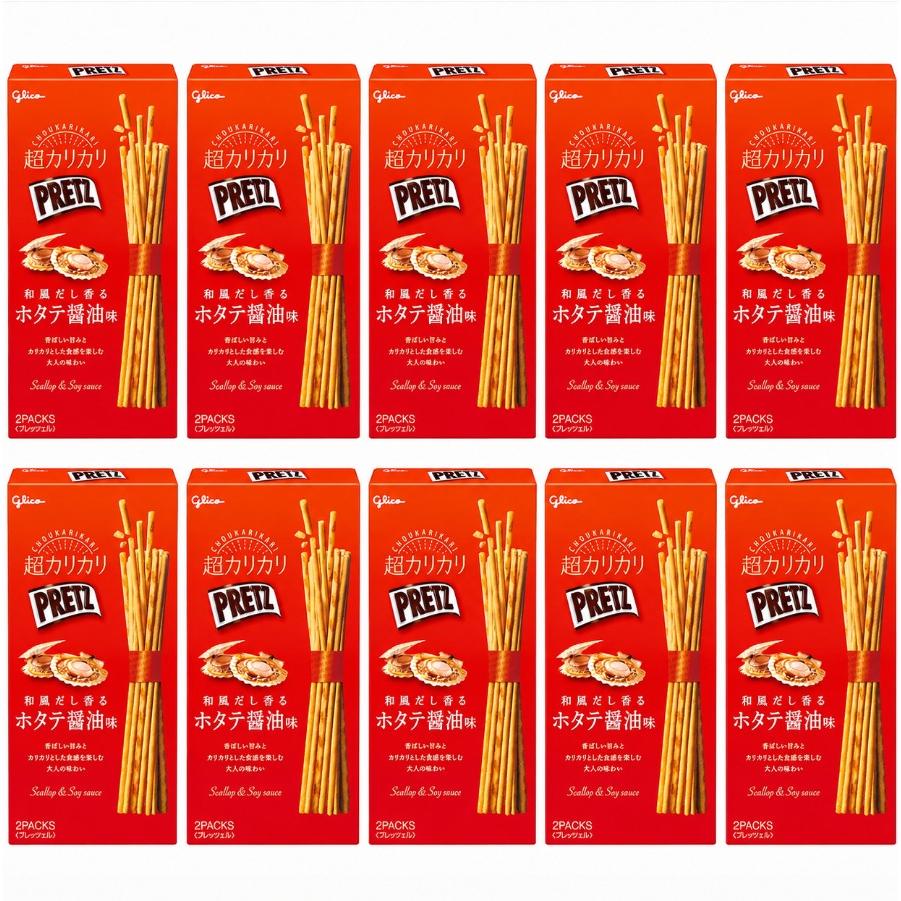 Glico Pretz Biscuit Sticks Scallop & Soy Sauce Dashi Flavor 55g (Pack of 10)
