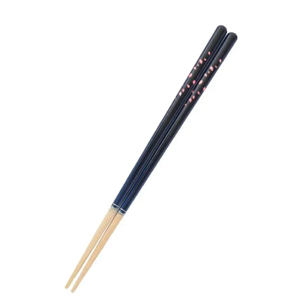 Handcrafted Wooden Chopsticks Non-Slip Cherry Blossom Blue Pattern 23cm