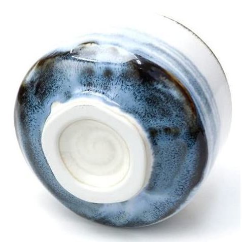 Handmade Mino Ware Chawan Matcha Cup Blue Haze Design Tea Bowl