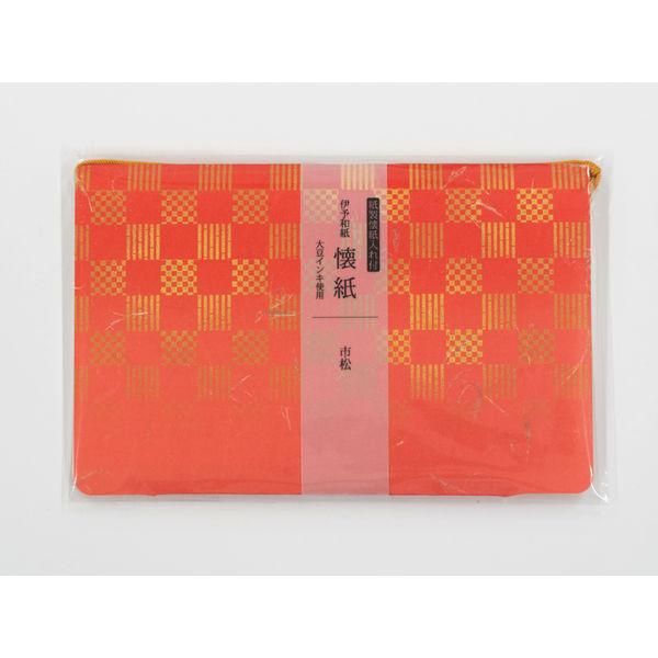 Kamiiso Kimono Checkered Pattern Kaishi Iyo Washi Paper & Case Set