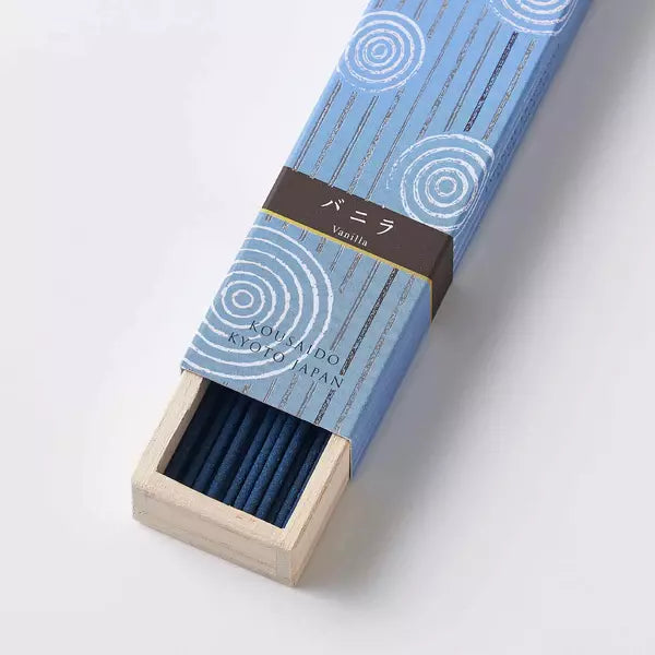 Kousaido Sweet Vanilla Long Incense Sticks In Wooden Box 40 ct.