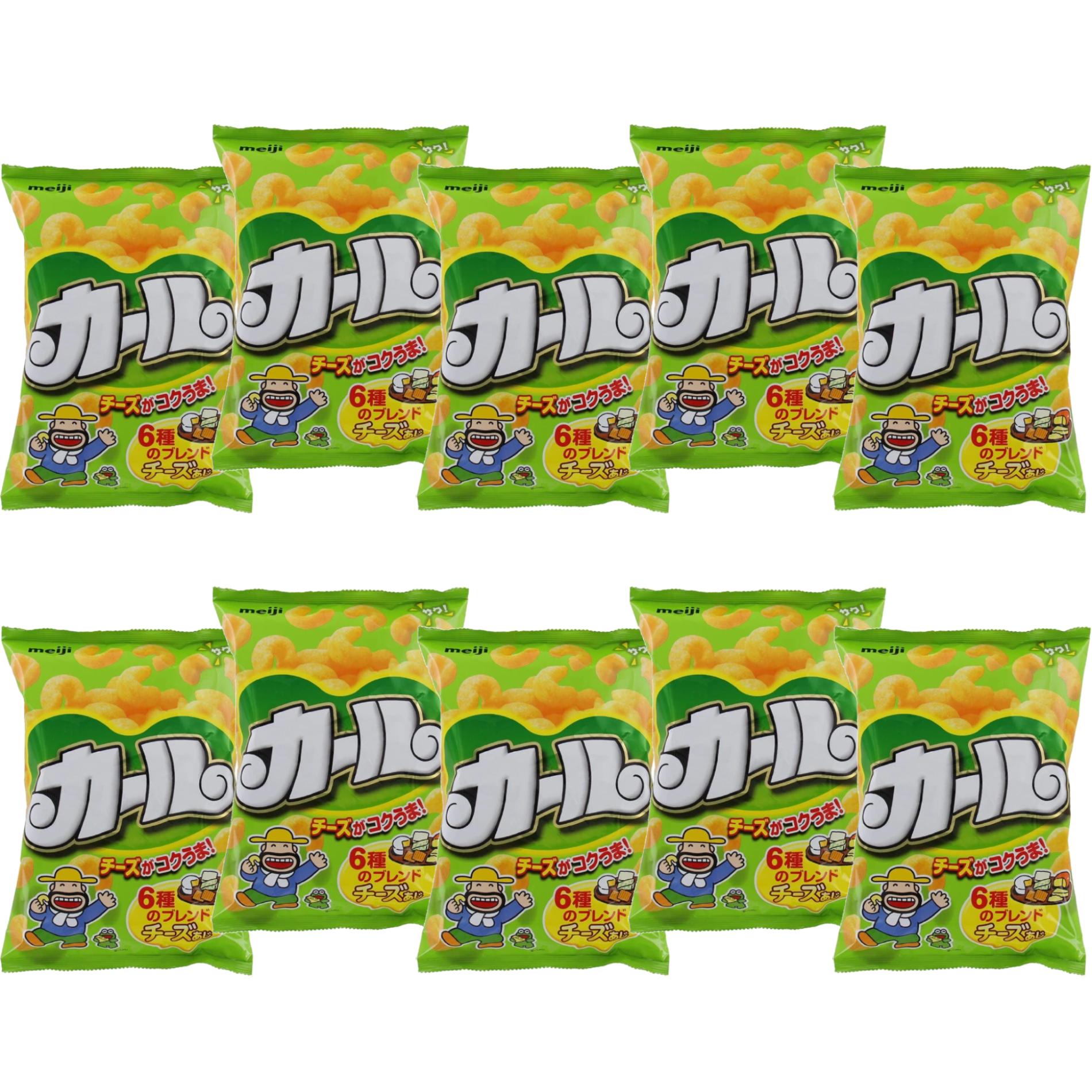 Meiji Karl Cheese Curls Corn Puff Snack (Box of 10 Bags)