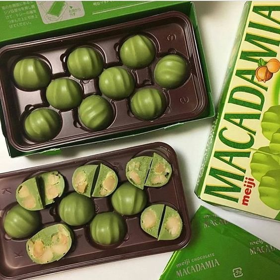 Meiji Matcha Chocolate Covered Macadamia Nuts Snack 9 Pieces
