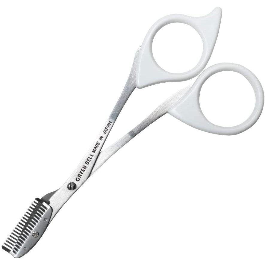 Green Bell Stainless Steel Eyebrow Scissors with Comb White MI-247