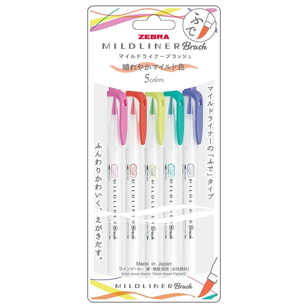 Zebra Mildliner Highlighter Markers Bright Colors WFT8-5C-HC-N