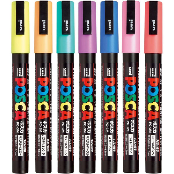 Mitsubishi Uni Posca Paint Pastel Marker Set 7 Colors PC-3M 7C