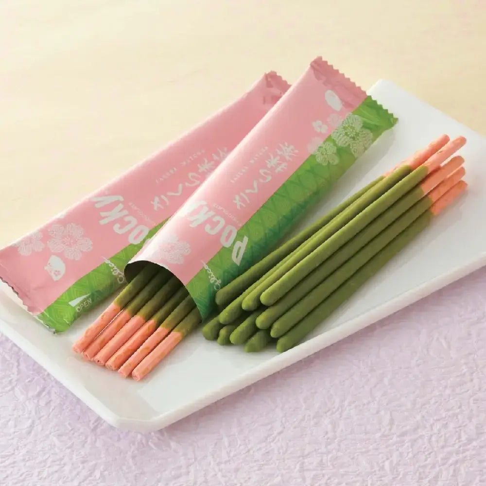 Pocky Sakura Matcha Chocolate Thin Biscuit Sticks 8 ct. (Pack of 3)