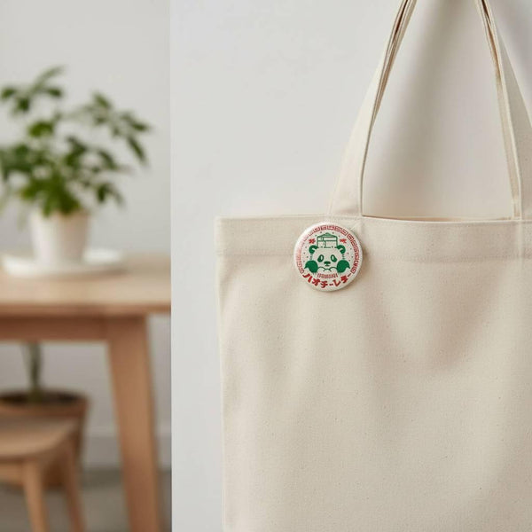 Rokkaku Retro Foil Stamped Pin Badge Haochi Panda Design