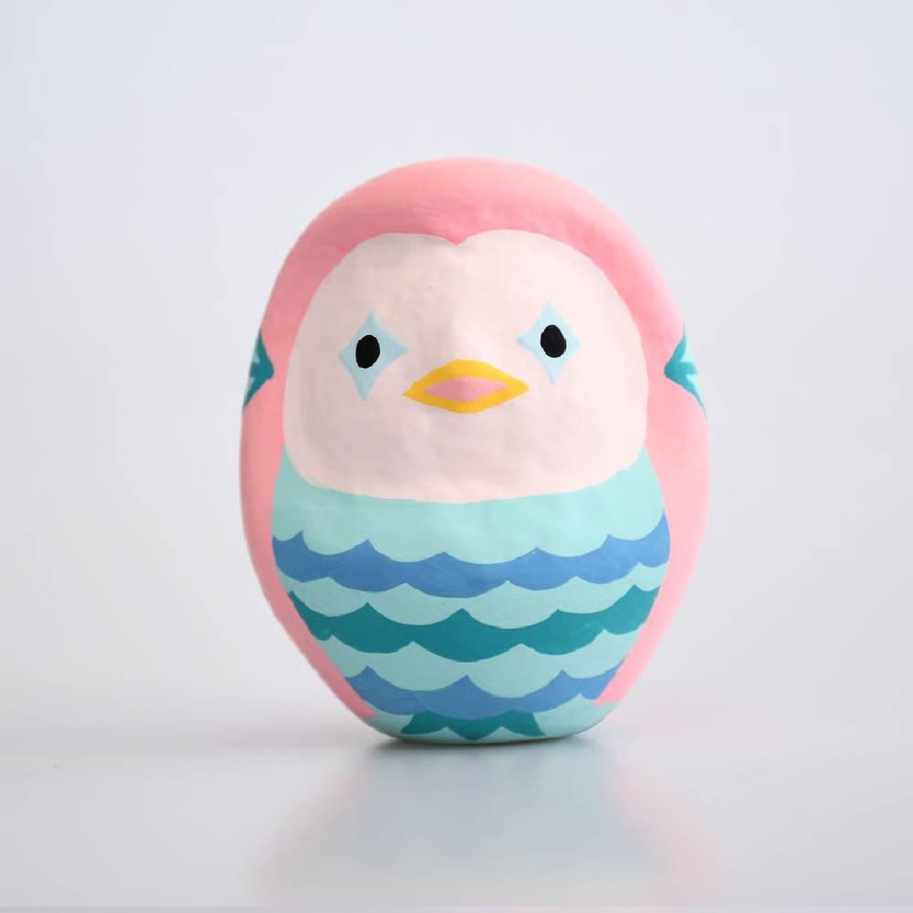 Shirakawa Amabie Daruma Handmade Cute Pink Yokai Doll 8.5cm