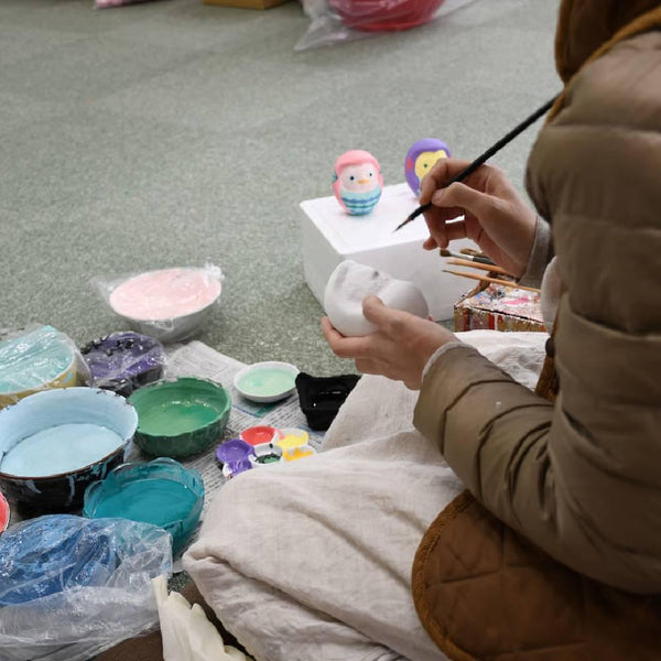 Shirakawa Amabie Daruma Handmade Cute Pink Yokai Doll 8.5cm