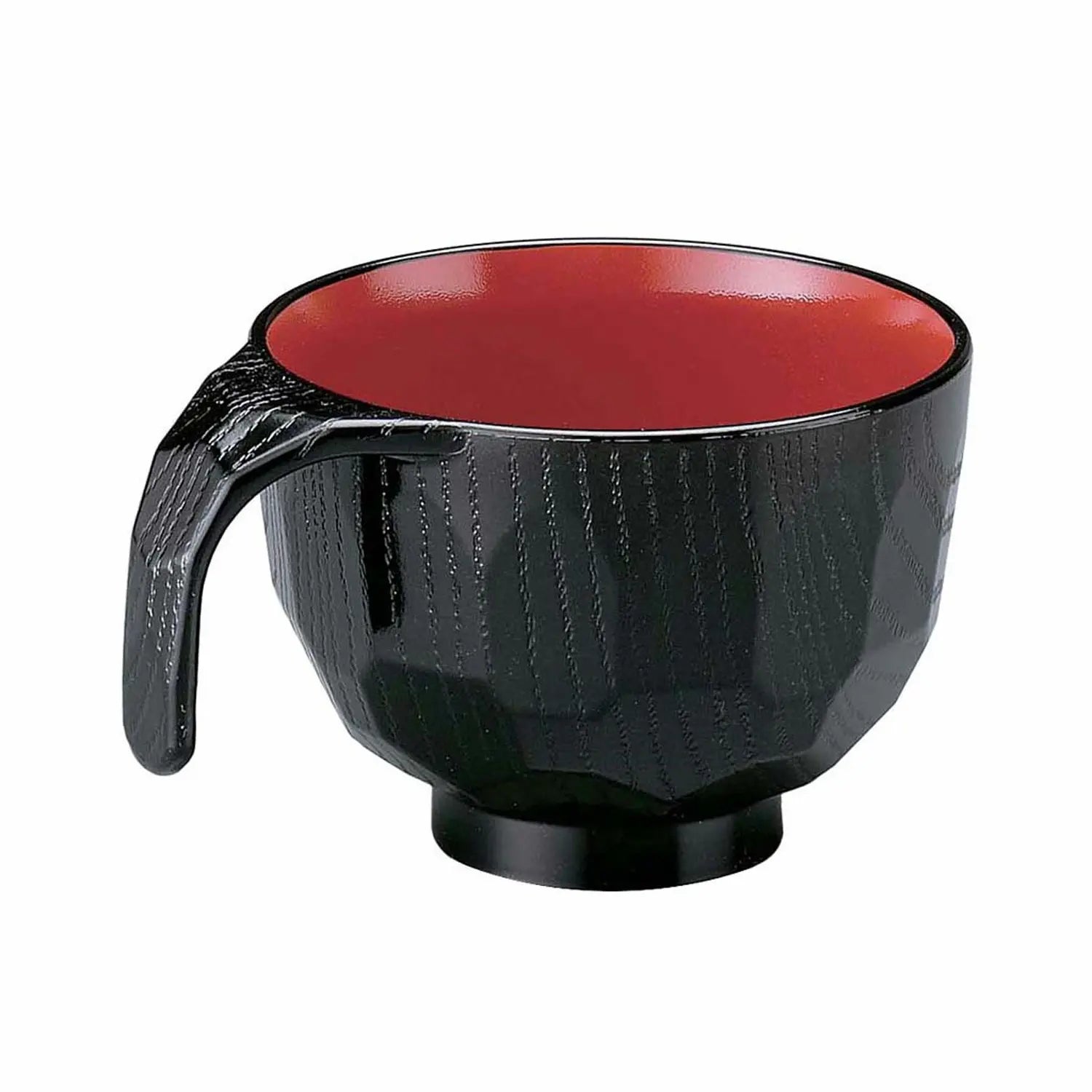 Stackable Bowl Black Red Tortoise Shell Soup Cup with Handle