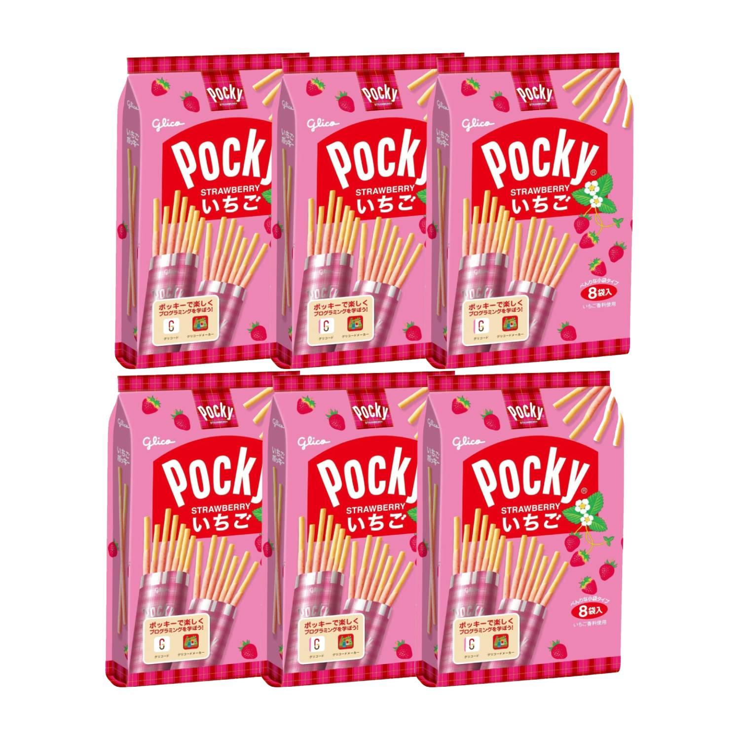 Strawberry Pocky Strawberry Chocolate Biscuit Sticks (Pack of 6)