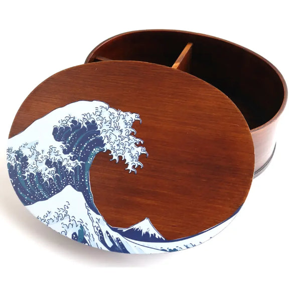 Wakacho Wooden Bento Box Great Wave Design Japanese Lunch Box 700ml