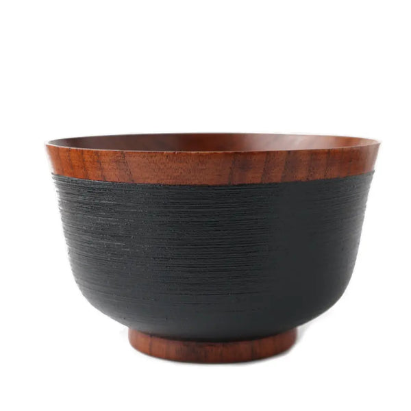 Stylish Wooden Large Multipurpose Bowl Black Brushed Finish Φ12.8
