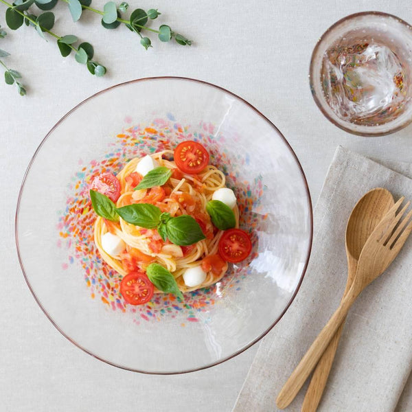 Aderia Large Glass Serving Plate Red Fireworks Design 230mm