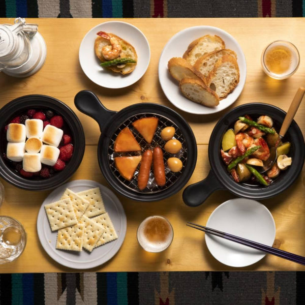 Aderia Pottery Smoker Pan With Glass Dome Lid & Wood Chips