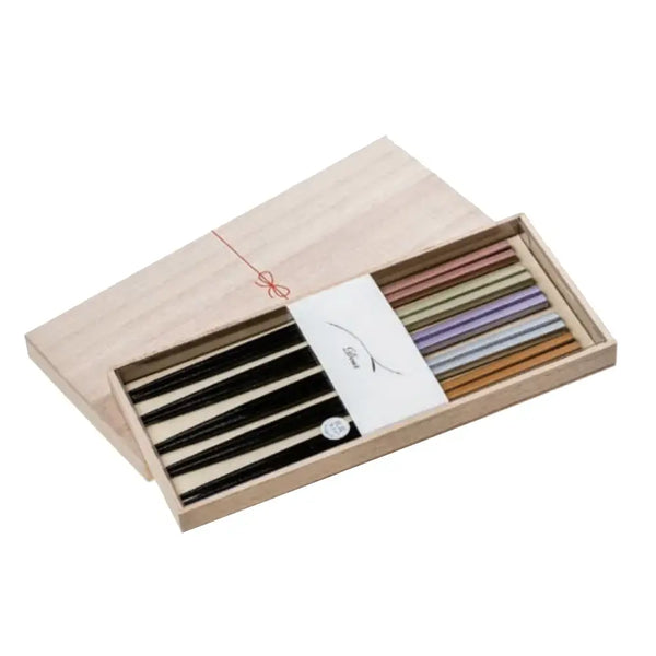 Antibacterial Chopsticks Elegant Champagne Colors Gift Box 23cm (5 Pairs)