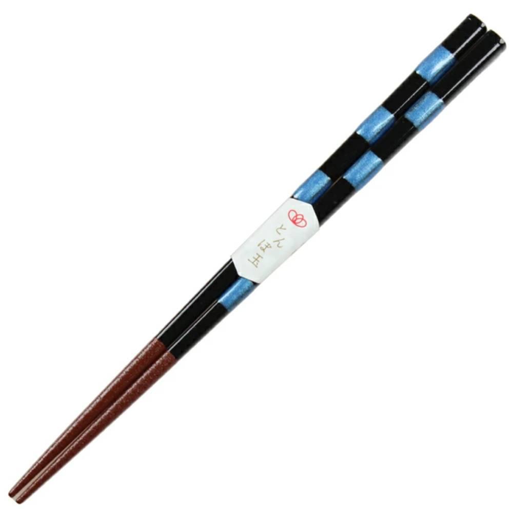 아오바 식기세척기 안전젓가락 체크무늬 블루 디자인 23cm