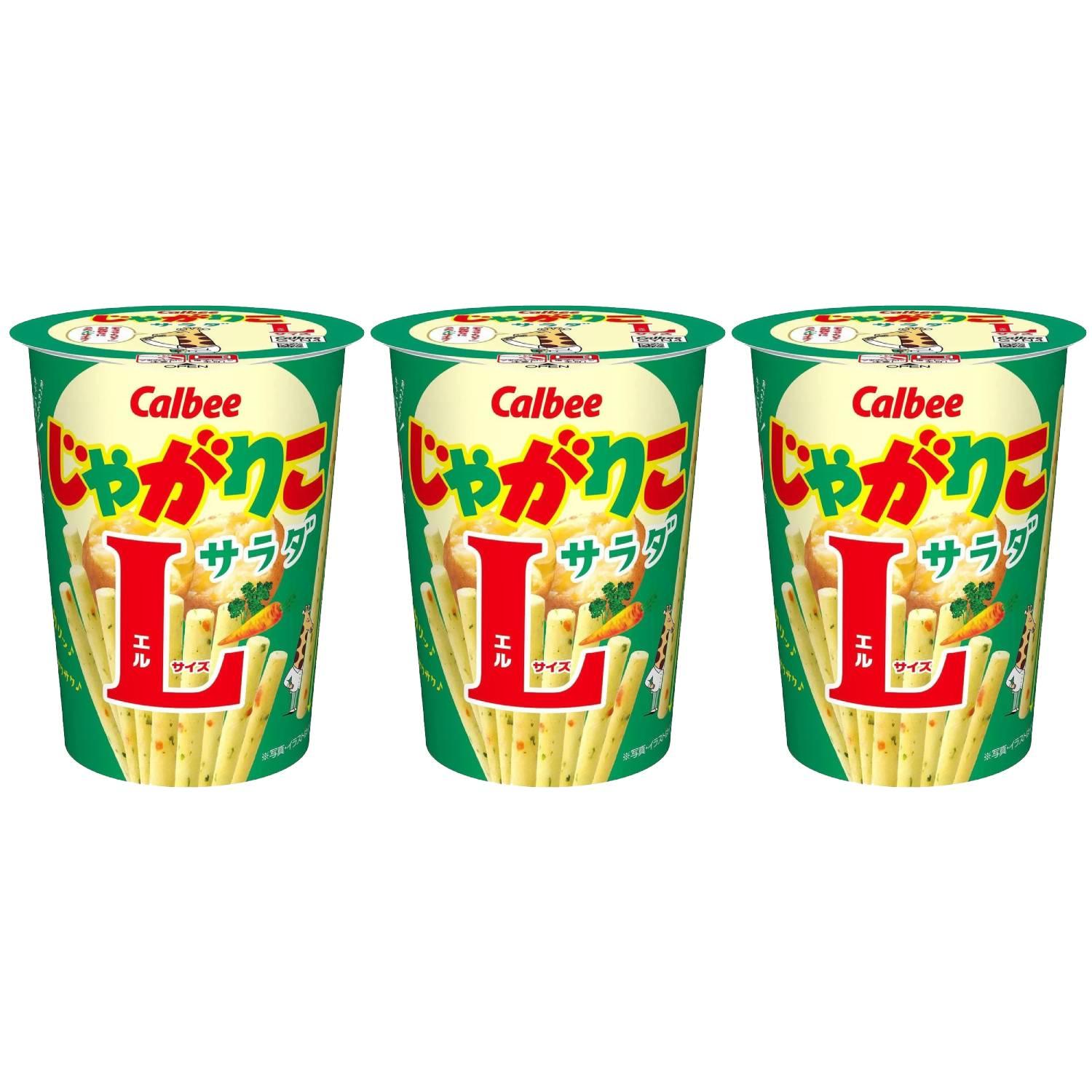 Calbee Jagarico Potato Sticks Snack Salad Flavor Large (Pack of 3 Cups)