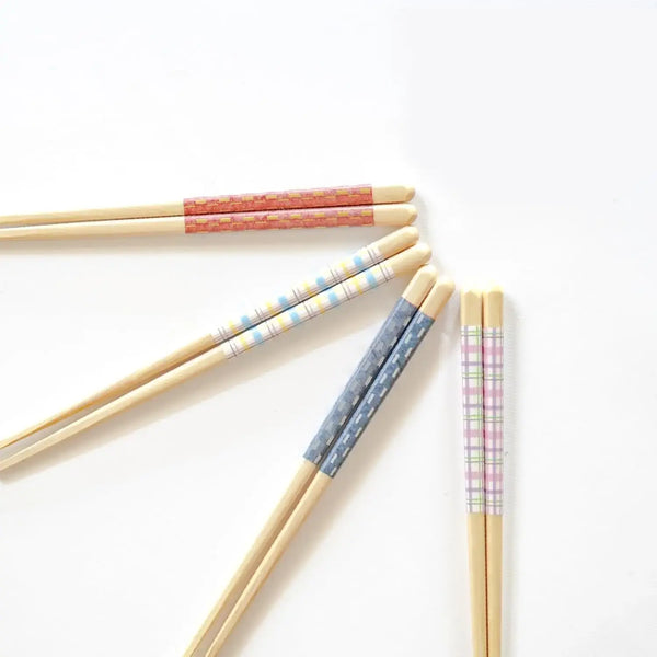 Children's Wooden Chopsticks Non-Slip Easy Grip Blue & White 18cm