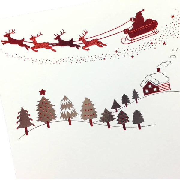 Christmas Themed Postcard Foil Stamped Santa Design