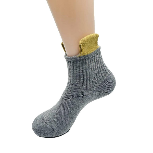 Easy to Wear & Remove Warm Crew Socks Gray & Brown (2 Pairs)