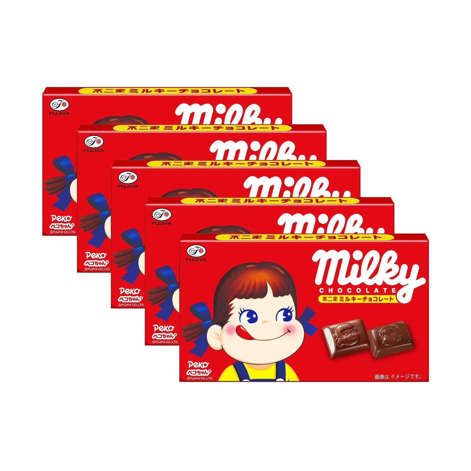 Fujiya Milky Chocolate-Coated Milk Candy Creamy Sweet Snack (Pack of 5 Fujiya Milky Chocolate-Coated Milk Candy Creamy Sweet Snack (Pack of 5