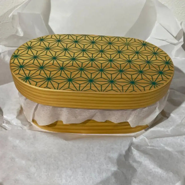 Isuke Wood Bento Box Japanese Lunchbox Asanoha Leaf Pattern