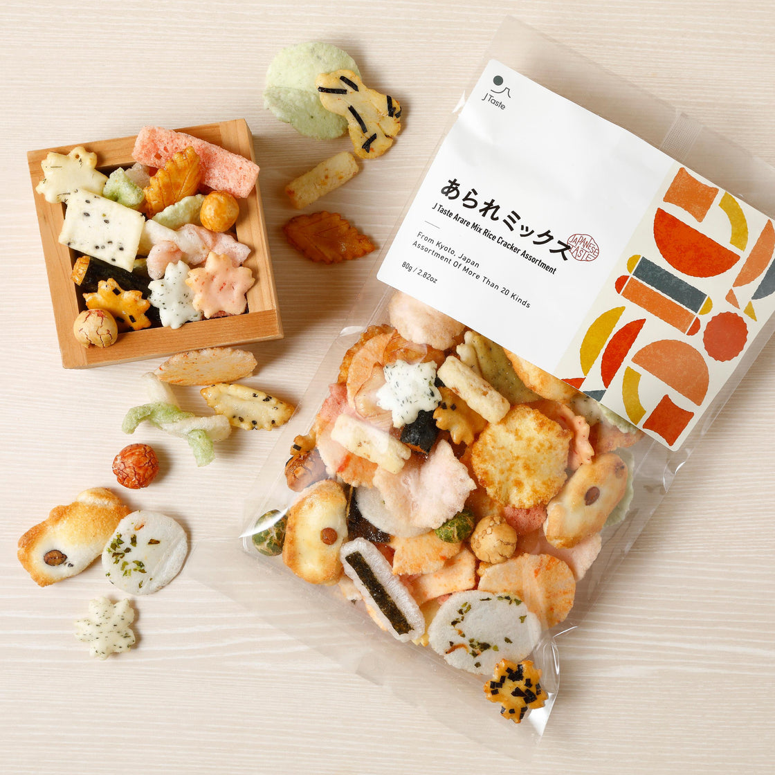 J Rice Pack J Taste Arare Mix Rice Cracker 20+ Kinds Assortment 80g (Pack of 3)