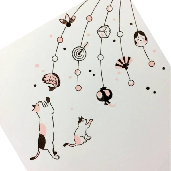 January Seasonal Foil Stamped Postcard Cat Design