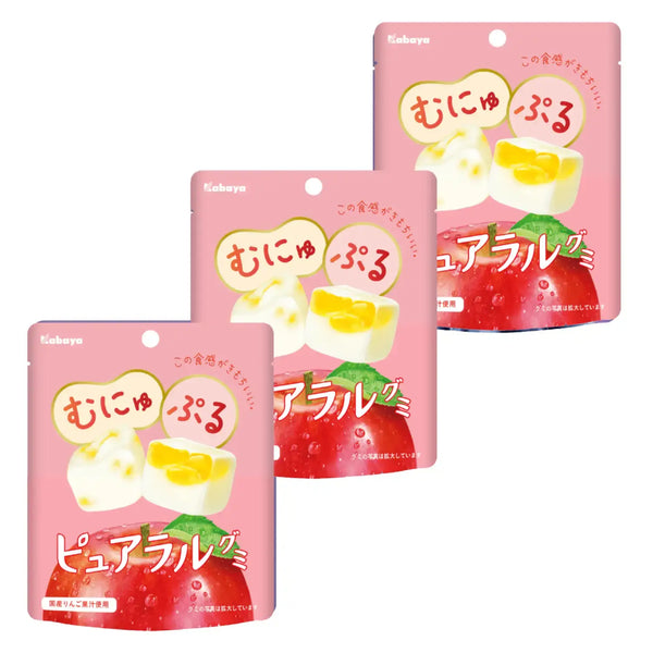Kabaya Pureral Gummy Candy Soft Airy Apple Gummies 58g (Pack of 3)