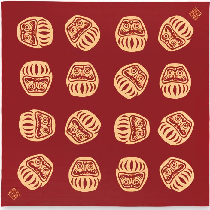 Kenema Furoshiki Shichiten Hakki Medium Red Cotton Wrapping Cloth 90cm