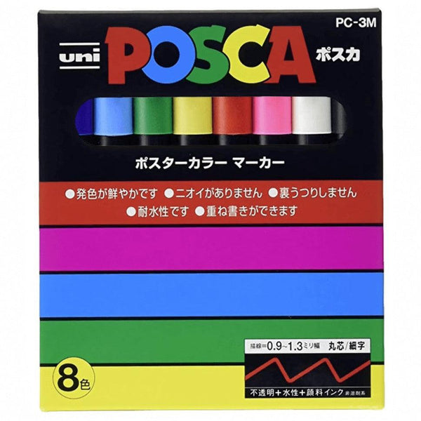 Mitsubishi Uni Posca Paint Marker Set 8 Colors PC-3M 8C-Japanese Taste