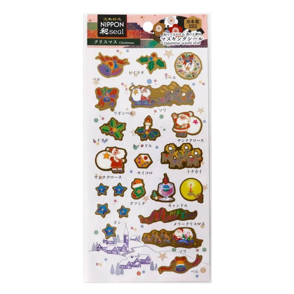 Nippon Seal Gold Foil Christmas Washi Stickers 1 Sheet