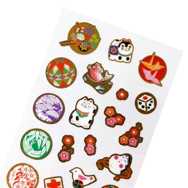 Nippon Seal Gold Foil Washi Stickers Japanese Lucky Charms 1 Sheet