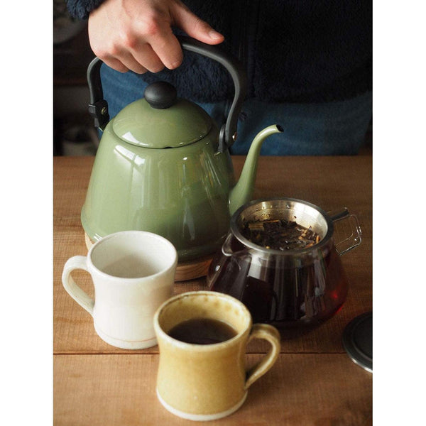 Noda Horo Drip Kettle II Japanese Enamel Gooseneck Kettle Black 2L