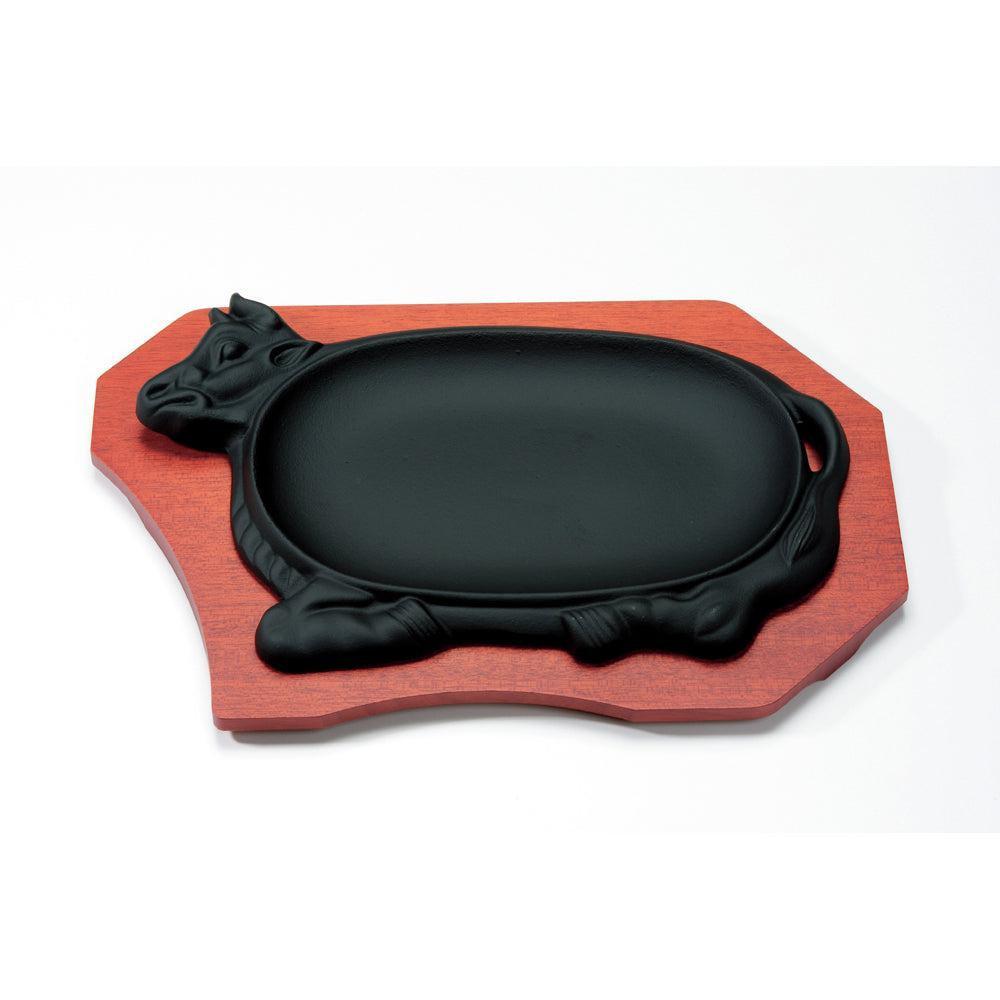 Ikenaga Cast Iron Cow Shaped Sizzle Platter with Wood Base - Globalkitchen  Japan