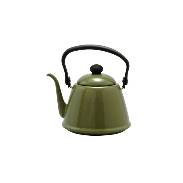 Noda Horo Drip Kettle II Japanese Enamel Gooseneck Kettle Olive DK-200OL