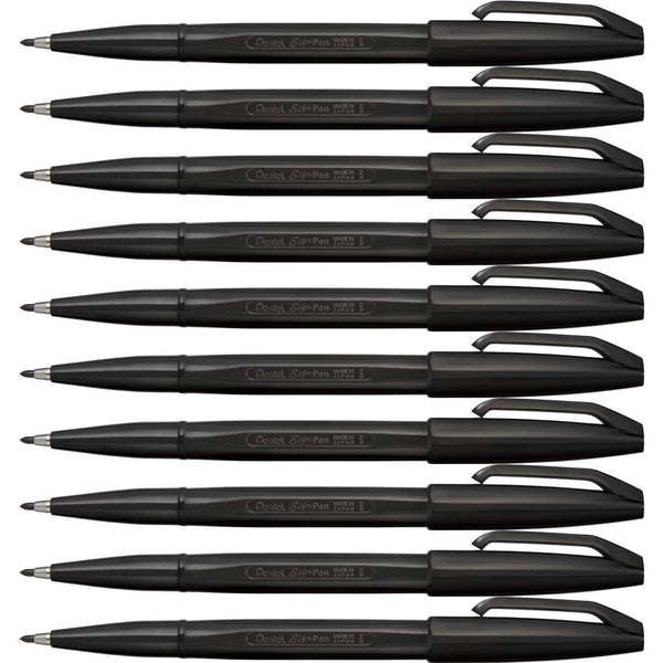 P-1-PNTL-SPNMRK-S520AD:10-Pentel Sign Pen Black Marker Set 10 Pieces S520-AD.jpg