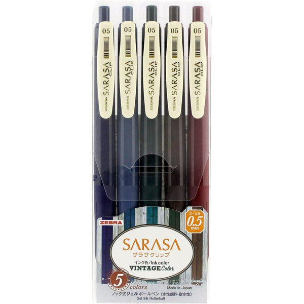 P-1-ZBRA-GELPEN-JJ155CVI-Zebra Sarasa Clip Vintage Color Gel Ink Pens 5 Colors 0.jpg