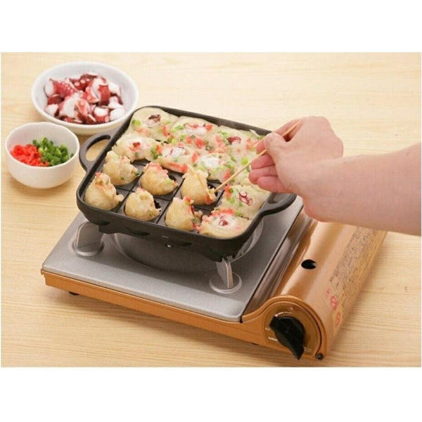Ikenaga Cast Iron 16-Ball Takoyaki Pan (IH Compatible)