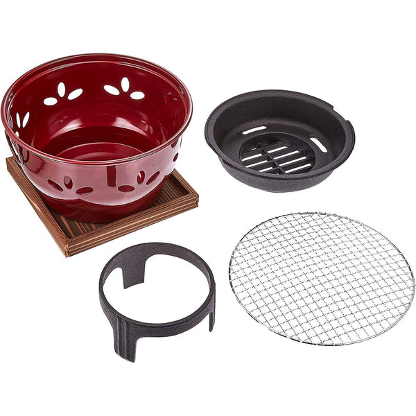 Ikenaga Shichirin Round Charcoal Grill Portable Cast-Iron Hibachi Grill 26cm